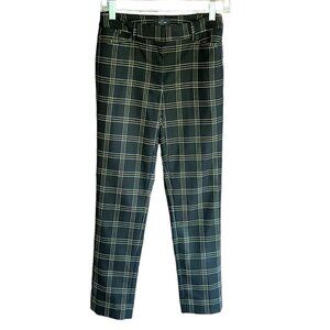 White House Black Market Black/White/Yellow Plaid The Slim Ankle Pants, Size 00